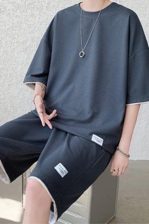 Style Core Aesthetics, New Style Trends - Soft Boy Sweatshirt & Sweatshorts Two Piece Set
