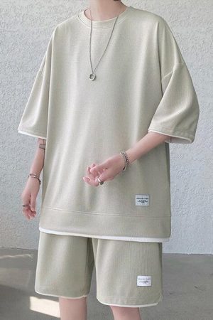 Style Core Aesthetics, New Style Trends - Soft Boy Sweatshirt & Sweatshorts Two Piece Set