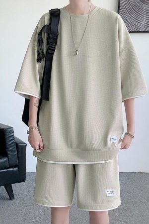 Style Core Aesthetics, New Style Trends - Soft Boy Sweatshirt & Sweatshorts Two Piece Set