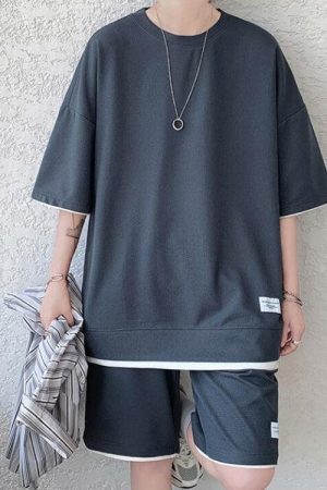 Style Core Aesthetics, New Style Trends - Soft Boy Sweatshirt & Sweatshorts Two Piece Set