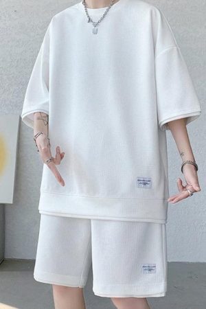 Style Core Aesthetics, New Style Trends - Soft Boy Sweatshirt & Sweatshorts Two Piece Set