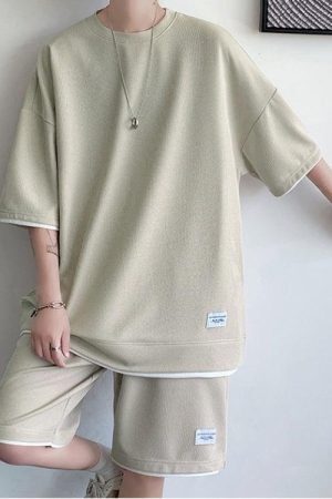 Style Core Aesthetics, New Style Trends - Soft Boy Sweatshirt & Sweatshorts Two Piece Set