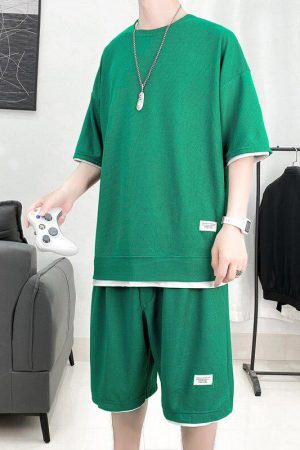 Style Core Aesthetics, New Style Trends - Soft Boy Sweatshirt & Sweatshorts Two Piece Set