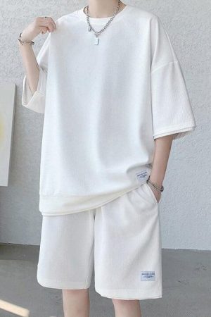 Style Core Aesthetics, New Style Trends - Soft Boy Sweatshirt & Sweatshorts Two Piece Set