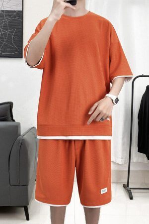 Style Core Aesthetics, New Style Trends - Soft Boy Sweatshirt & Sweatshorts Two Piece Set