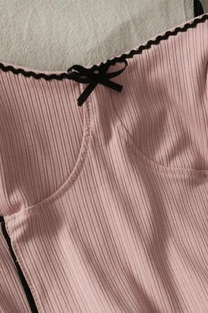 Style Core Aesthetics, New Style Trends - Soft Girl Bow Corduroy Top