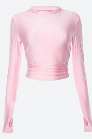 Style Core Aesthetics, New Style Trends - Soft Girl Candy Pink Metallic Top