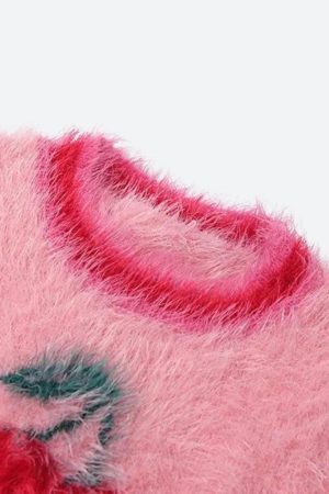 Style Core Aesthetics, New Style Trends - Soft Girl Cherry Fluffy Crop Top