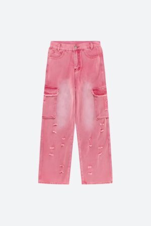 Style Core Aesthetics, New Style Trends - Soft Girl Distressed Cargo Jeans