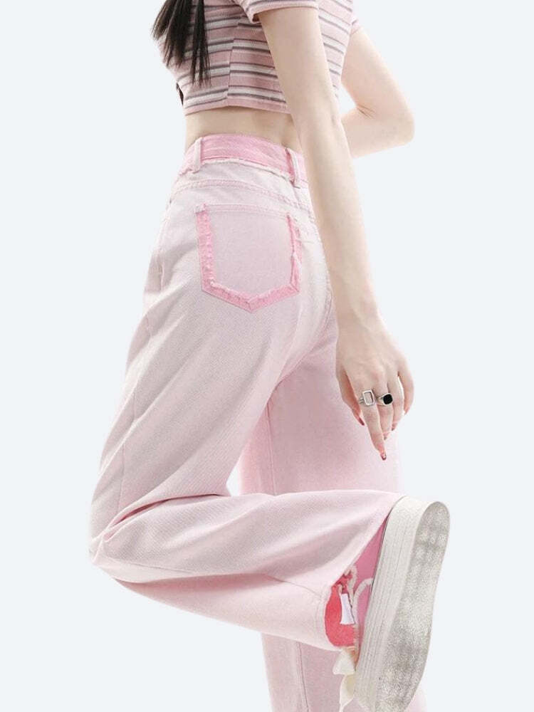 Style Core Aesthetics, New Style Trends - Soft Girl Distressed Straight Leg Pants Style Core Aesthetics, New Style Trends - Soft Girl Distressed Straight Leg Pants