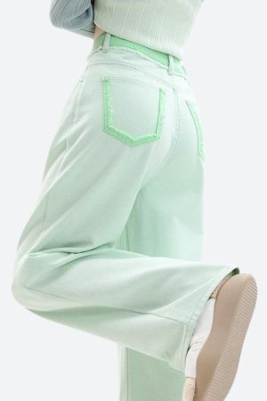 Style Core Aesthetics, New Style Trends - Soft Girl Distressed Straight Leg Pants