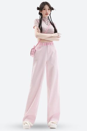 Style Core Aesthetics, New Style Trends - Soft Girl Distressed Straight Leg Pants