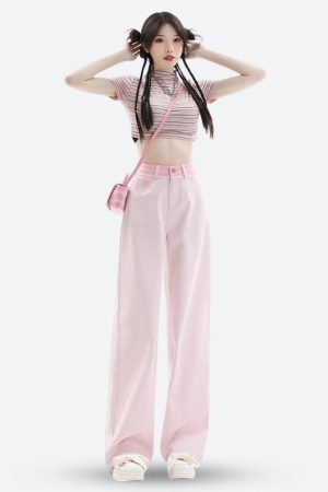 Style Core Aesthetics, New Style Trends - Soft Girl Distressed Straight Leg Pants