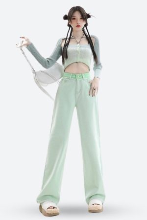 Style Core Aesthetics, New Style Trends - Soft Girl Distressed Straight Leg Pants