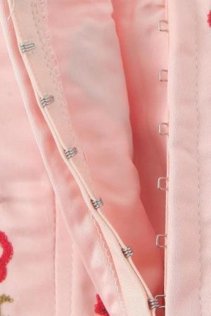 Style Core Aesthetics, New Style Trends - Soft Girl Embroidered Beaded Corset Top