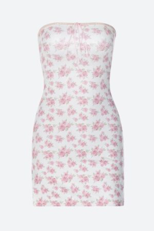 Style Core Aesthetics, New Style Trends - Soft Girl Floral Tube Mini Dress