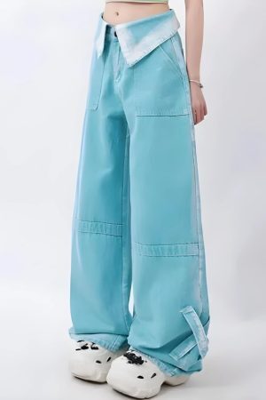 Style Core Aesthetics, New Style Trends - Soft Girl Folded Waist Jeans