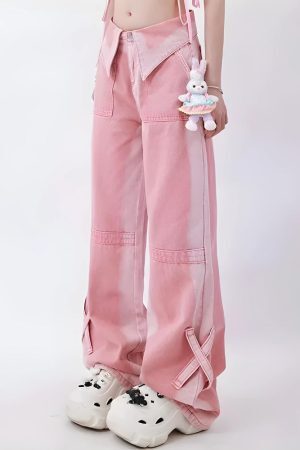 Style Core Aesthetics, New Style Trends - Soft Girl Folded Waist Jeans