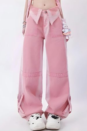 Style Core Aesthetics, New Style Trends - Soft Girl Folded Waist Jeans