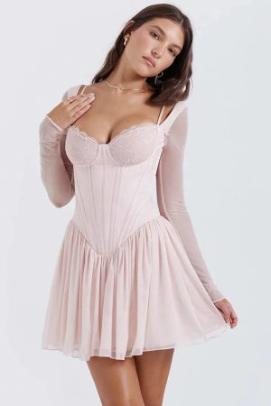 Style Core Aesthetics, New Style Trends - Soft Girl Mesh Corset Mini Dress