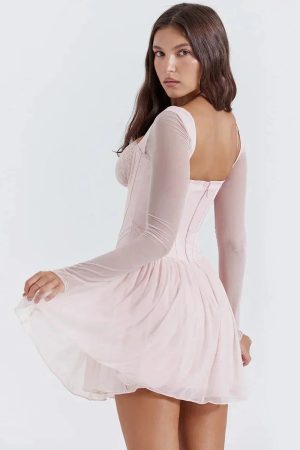 Style Core Aesthetics, New Style Trends - Soft Girl Mesh Corset Mini Dress