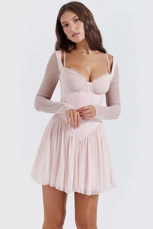 Style Core Aesthetics, New Style Trends - Soft Girl Mesh Corset Mini Dress