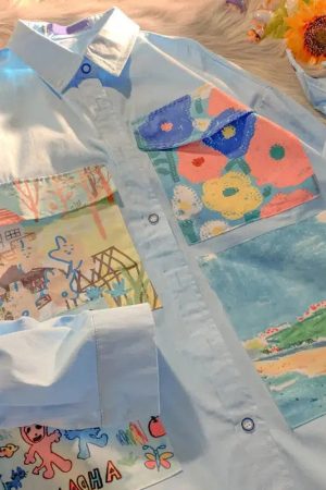 Style Core Aesthetics, New Style Trends - Soft Girl Oil Painting Shirt