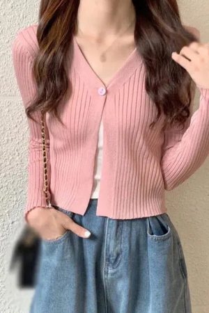 Style Core Aesthetics, New Style Trends - Soft Girl One Button Cardigan