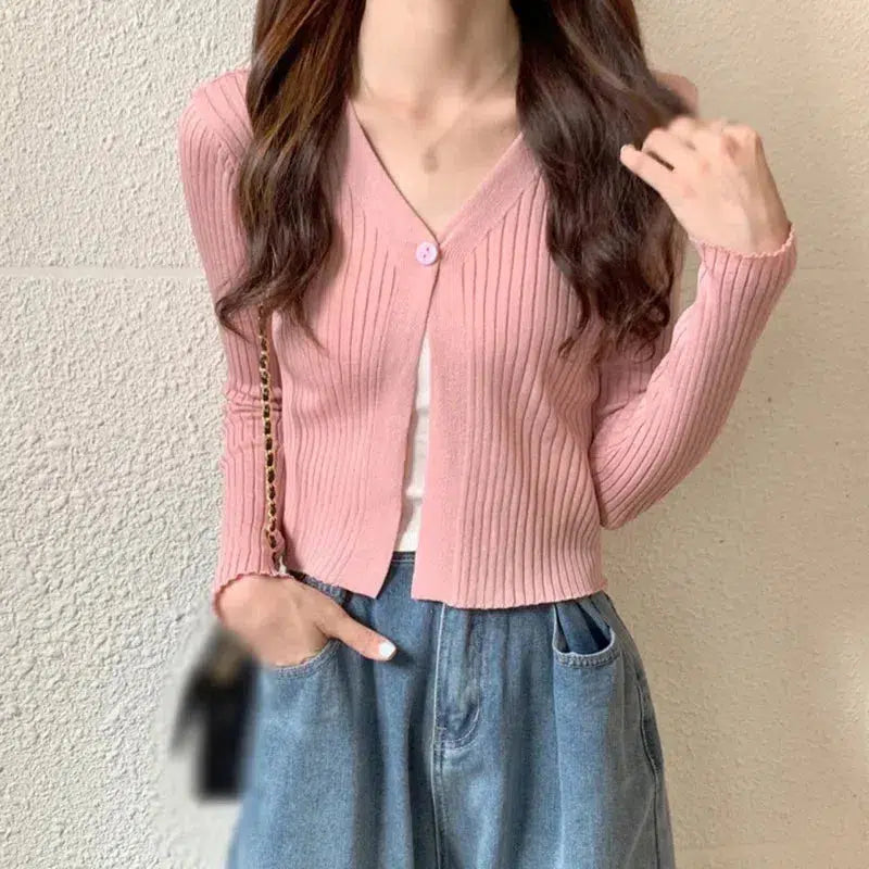 Style Core Aesthetics, New Style Trends - Soft Girl One Button Cardigan Style Core Aesthetics, New Style Trends - Soft Girl One Button Cardigan