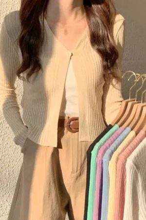 Style Core Aesthetics, New Style Trends - Soft Girl One Button Cardigan