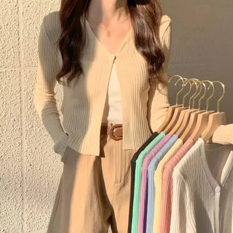 Style Core Aesthetics, New Style Trends - Soft Girl One Button Cardigan Style Core Aesthetics, New Style Trends - Soft Girl One Button Cardigan