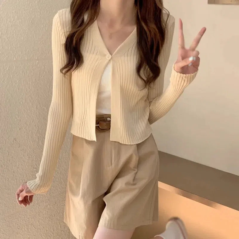 Style Core Aesthetics, New Style Trends - Soft Girl One Button Cardigan Style Core Aesthetics, New Style Trends - Soft Girl One Button Cardigan