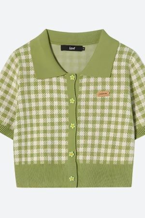 Style Core Aesthetics, New Style Trends - Soft Girl Plaid Crop Cardigan