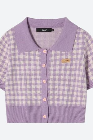 Style Core Aesthetics, New Style Trends - Soft Girl Plaid Crop Cardigan