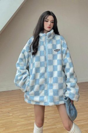 Style Core Aesthetics, New Style Trends - Soft Girl Reversible Checkered Jacket