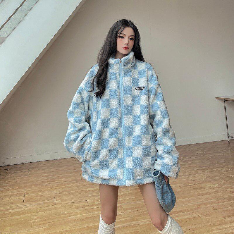 Style Core Aesthetics, New Style Trends - Soft Girl Reversible Checkered Jacket Style Core Aesthetics, New Style Trends - Soft Girl Reversible Checkered Jacket