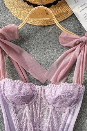 Style Core Aesthetics, New Style Trends - Soft Girl Sheer Lace Corset Top