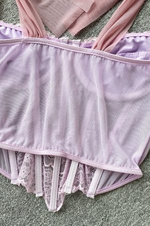 Style Core Aesthetics, New Style Trends - Soft Girl Sheer Lace Corset Top