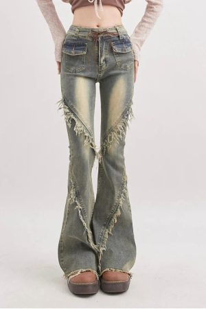 Style Core Aesthetics, New Style Trends - Soft Grunge Tasseled Flare Jeans