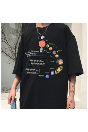 Style Core Aesthetics, New Style Trends - Solar System Oversized Tee