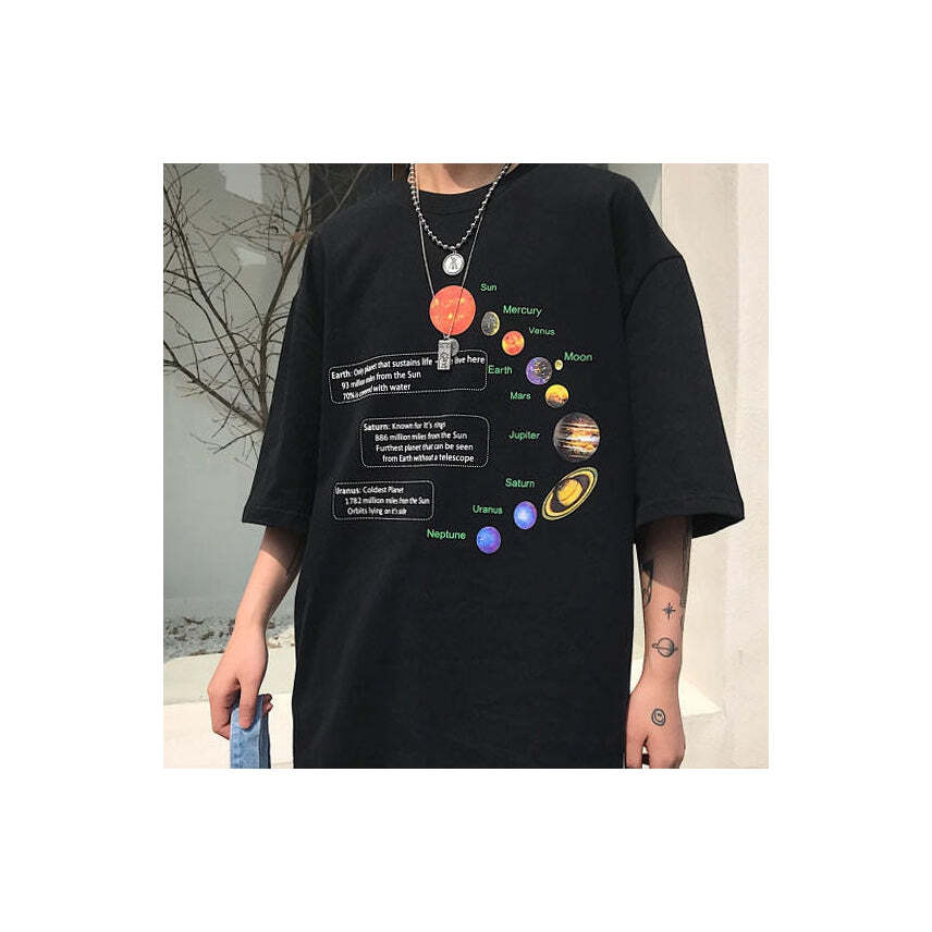 Style Core Aesthetics, New Style Trends - Solar System Oversized Tee