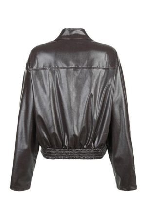 Style Core Aesthetics, New Style Trends - Solid Collar Neck Leather Motorcycle Jacket