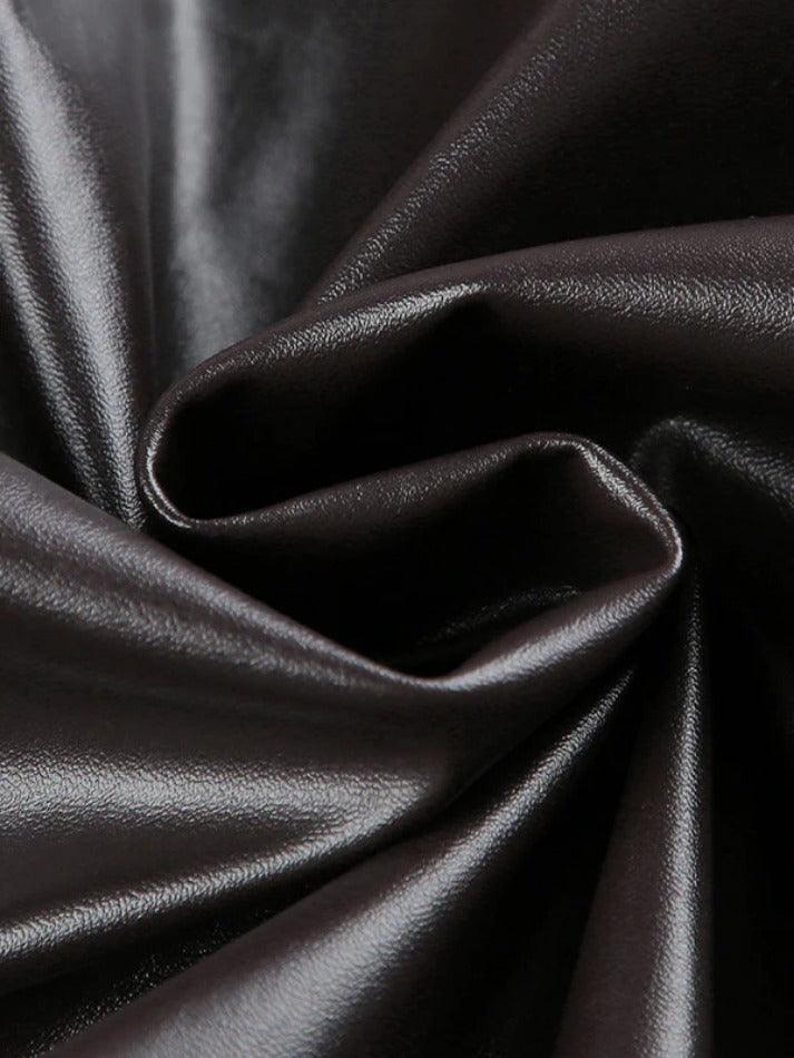 Style Core Aesthetics, New Style Trends - Solid Collar Neck Leather Motorcycle Jacket Style Core Aesthetics, New Style Trends - Solid Collar Neck Leather Motorcycle Jacket