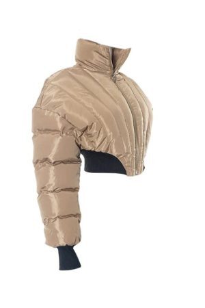 Style Core Aesthetics, New Style Trends - Solid Collar Neck Slim Zip Up Short Jacket