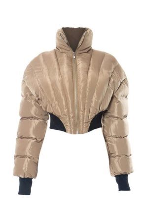 Style Core Aesthetics, New Style Trends - Solid Collar Neck Slim Zip Up Short Jacket