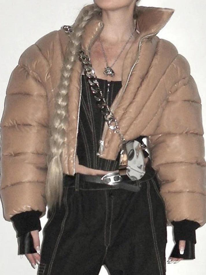 Style Core Aesthetics, New Style Trends - Solid Collar Neck Slim Zip Up Short Jacket Style Core Aesthetics, New Style Trends - Solid Collar Neck Slim Zip Up Short Jacket