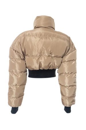 Style Core Aesthetics, New Style Trends - Solid Collar Neck Slim Zip Up Short Jacket