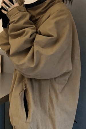 Style Core Aesthetics, New Style Trends - Solid Color Vintage Zip-Up Jacket