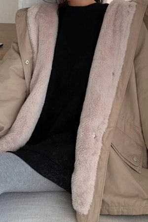 Style Core Aesthetics, New Style Trends - Solid Hooded Drawstring Flap Detail Jacket