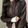 Style Core Aesthetics, New Style Trends - Solid Zip Up Leather Jacket